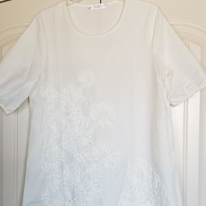 White 100% cotton embroidery dress